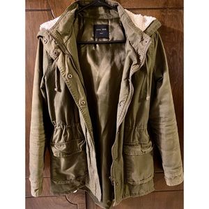 Olive green hooded Parka